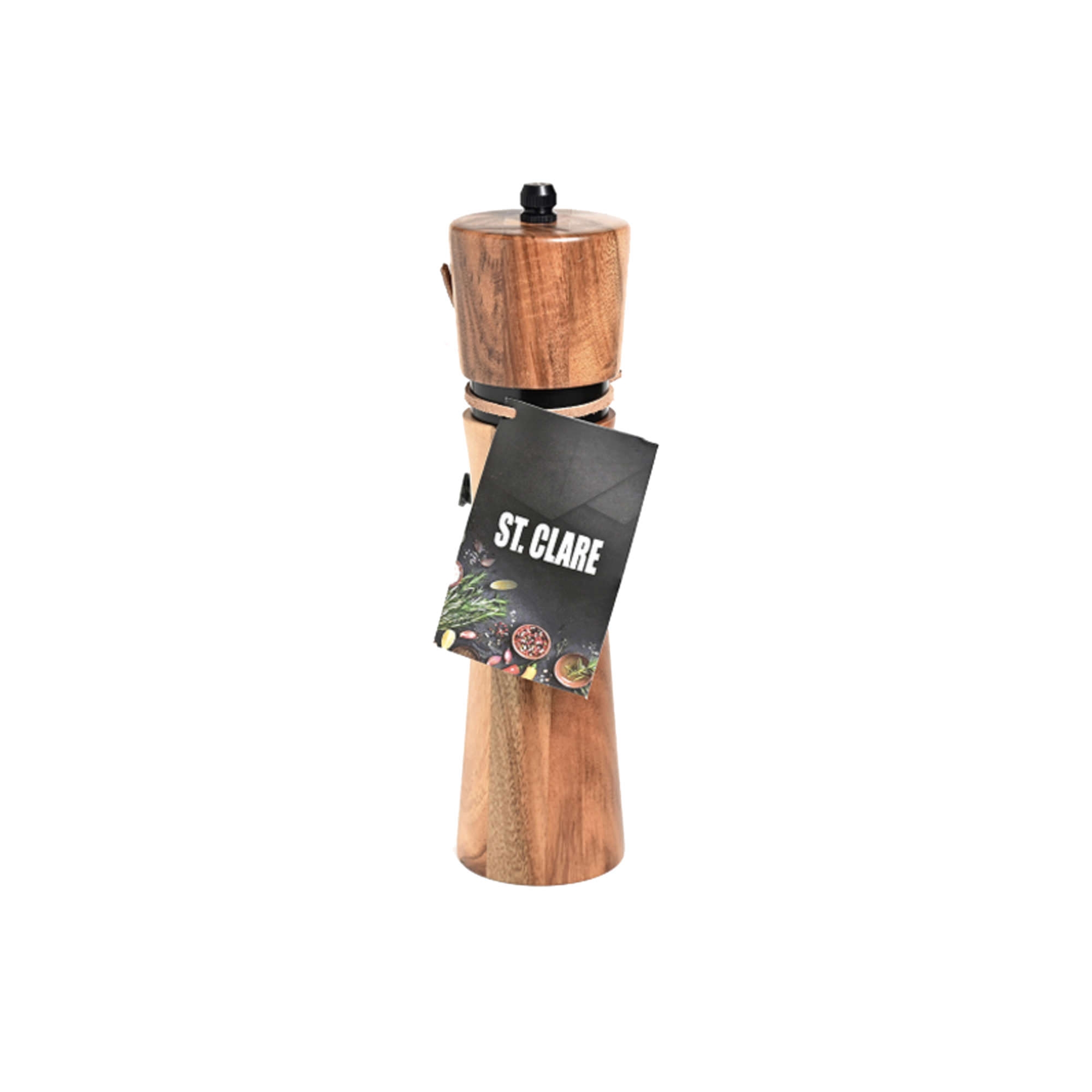 St. Clare Salt and Pepper Grinder 20cm Acacia and Black Steel Image 1