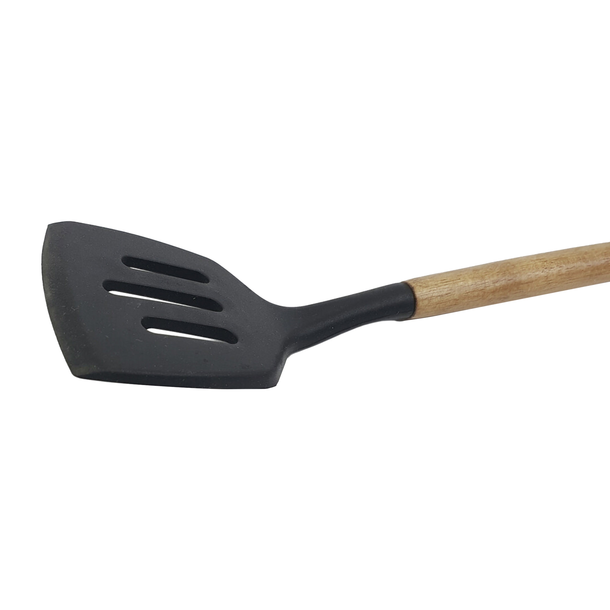 St. Clare Silicone Slotted Lifter with Acacia Handle Black Image 2