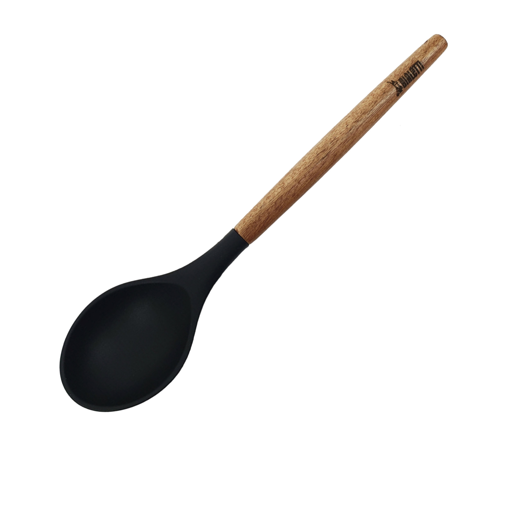 St. Clare Silicone Solid Spoon with Acacia Handle Black Image 1