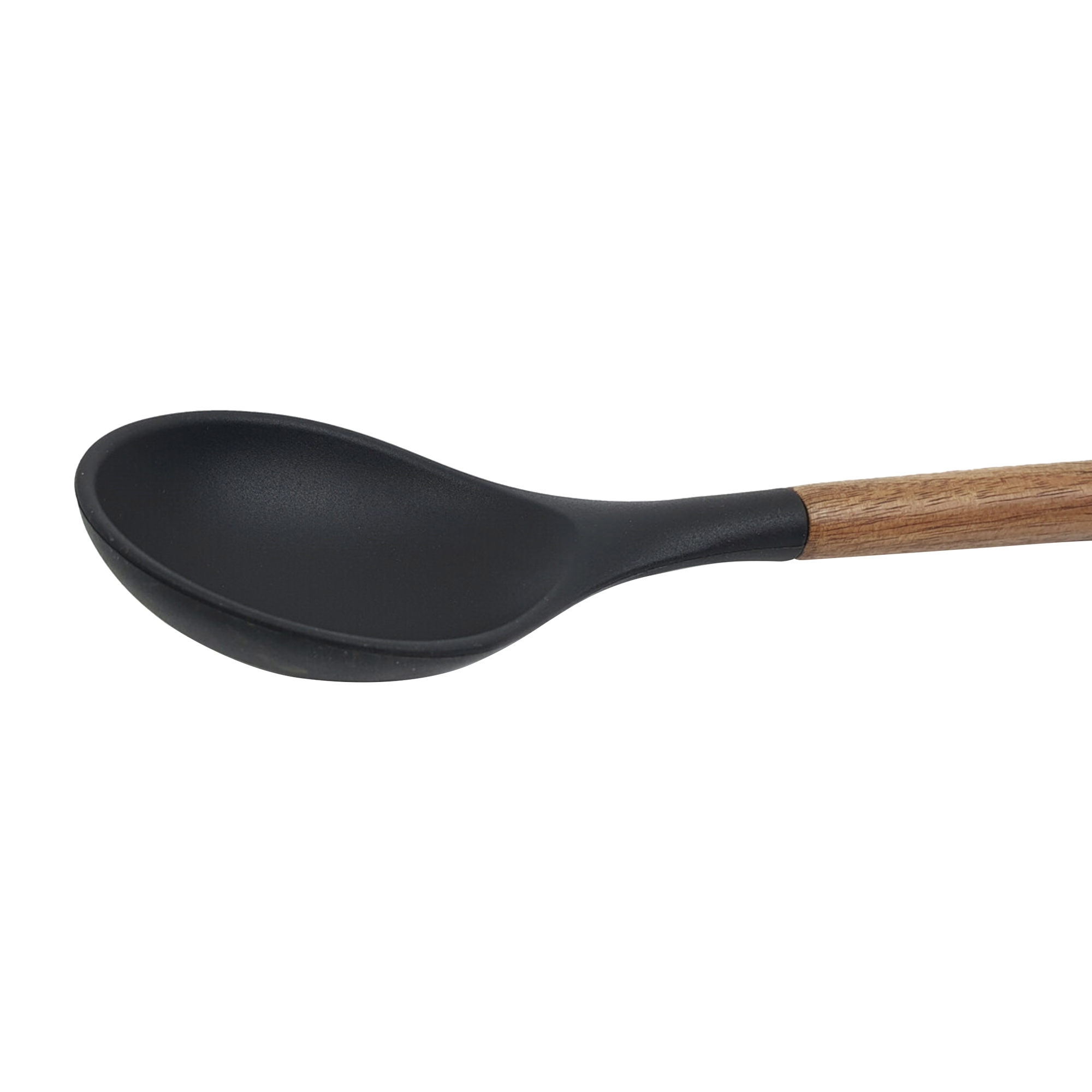 St. Clare Silicone Solid Spoon with Acacia Handle Black Image 2