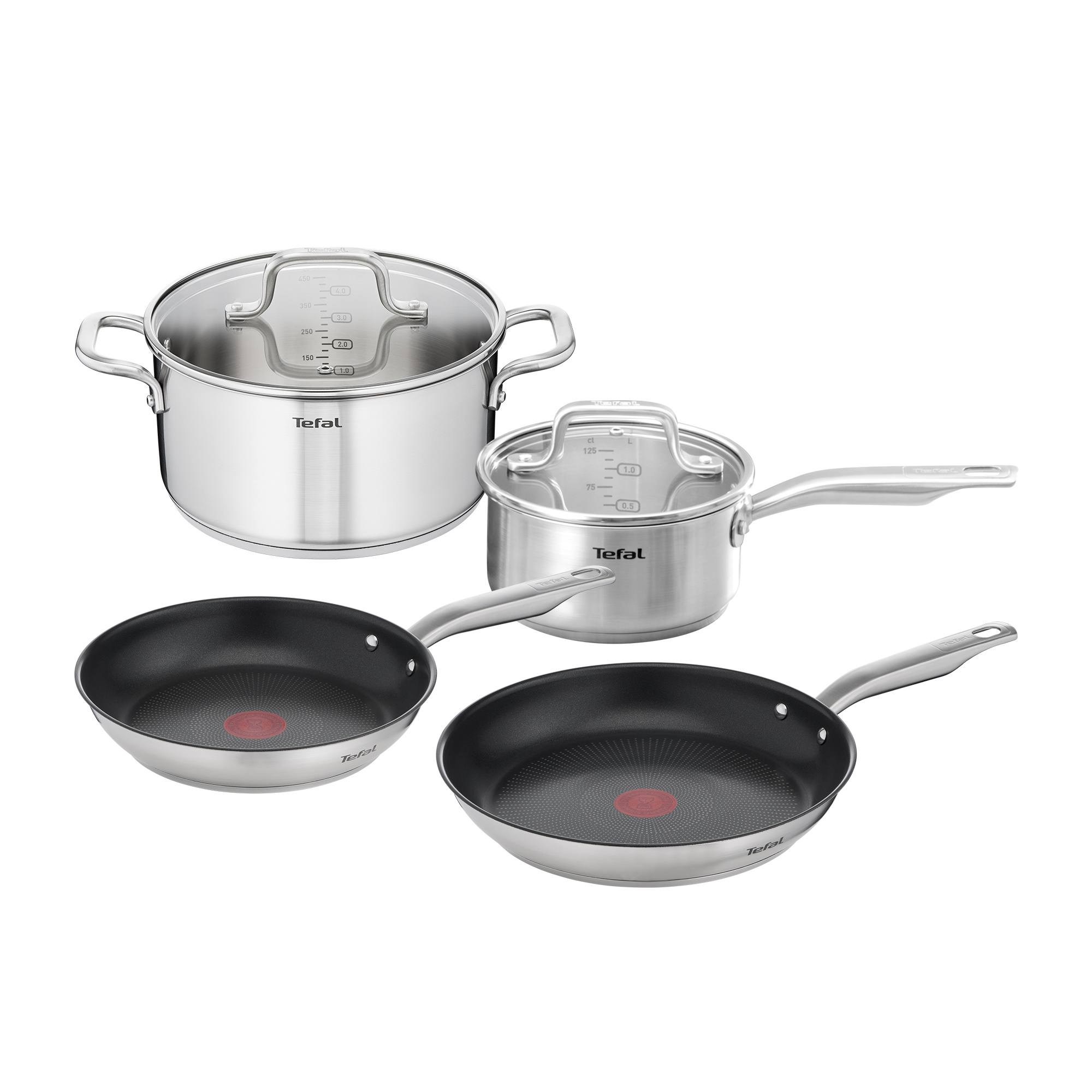 Tefal Virtuoso 4pc Stainless Steel Cookware Set Image 1