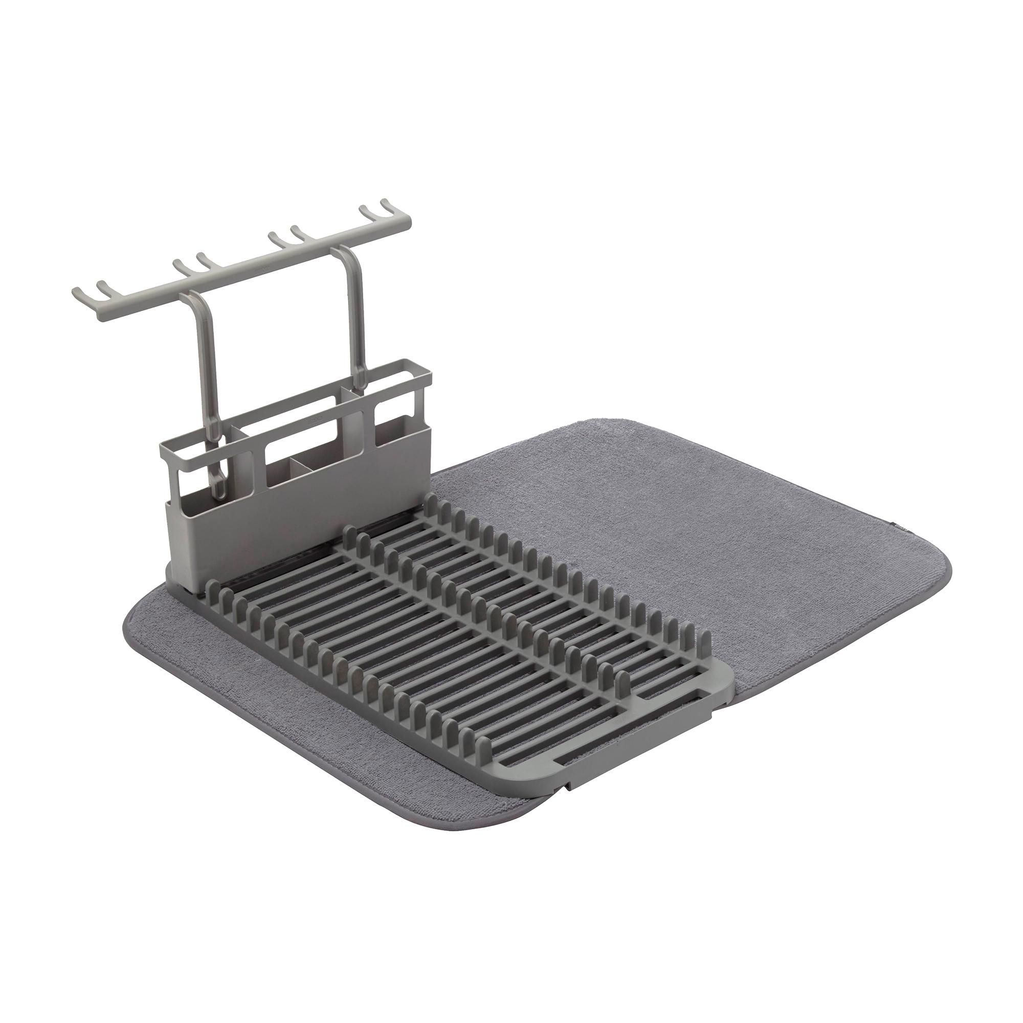 Umbra UDry Dish Rack with Drying Mat Charcoal Image 1