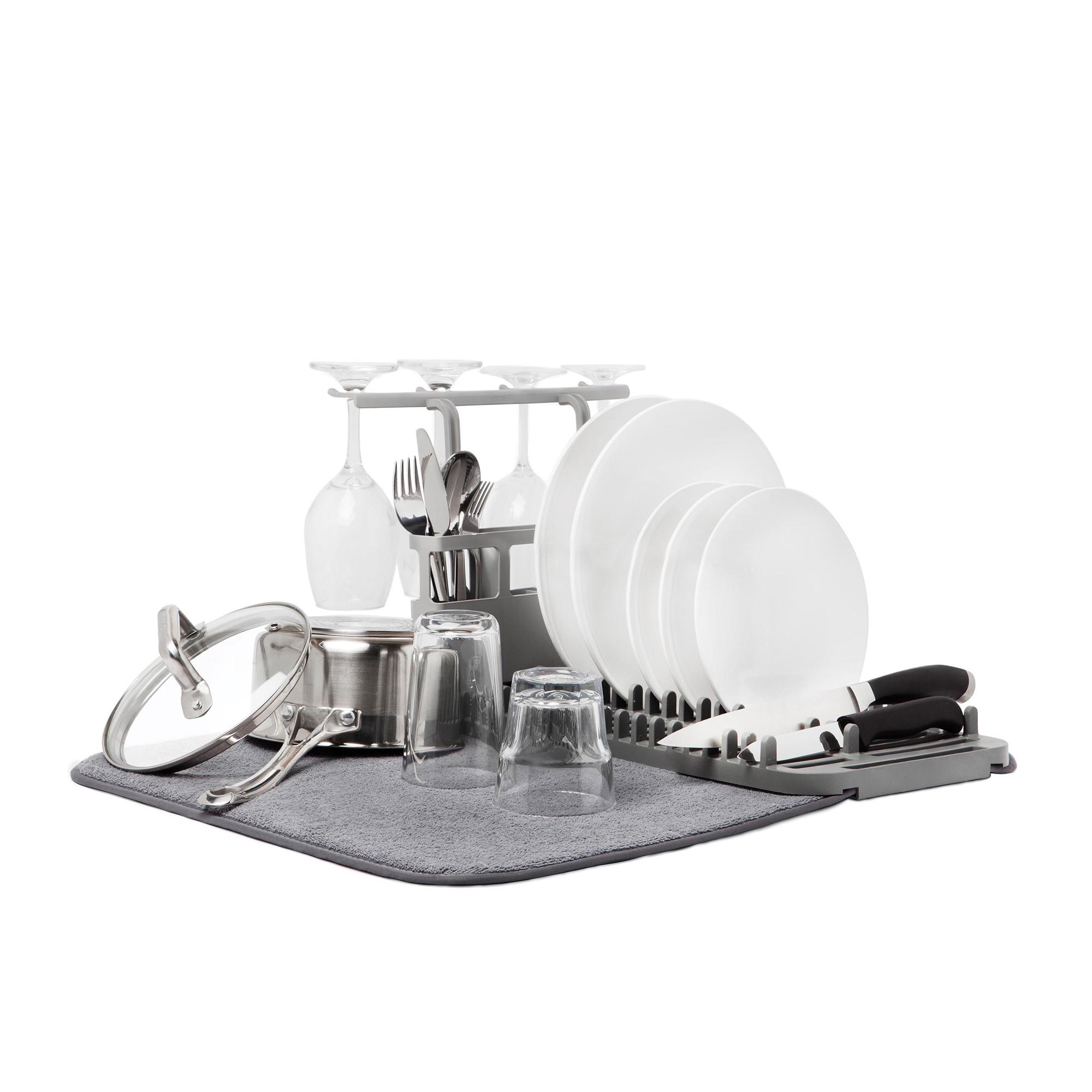 Umbra UDry Dish Rack with Drying Mat Charcoal Image 3