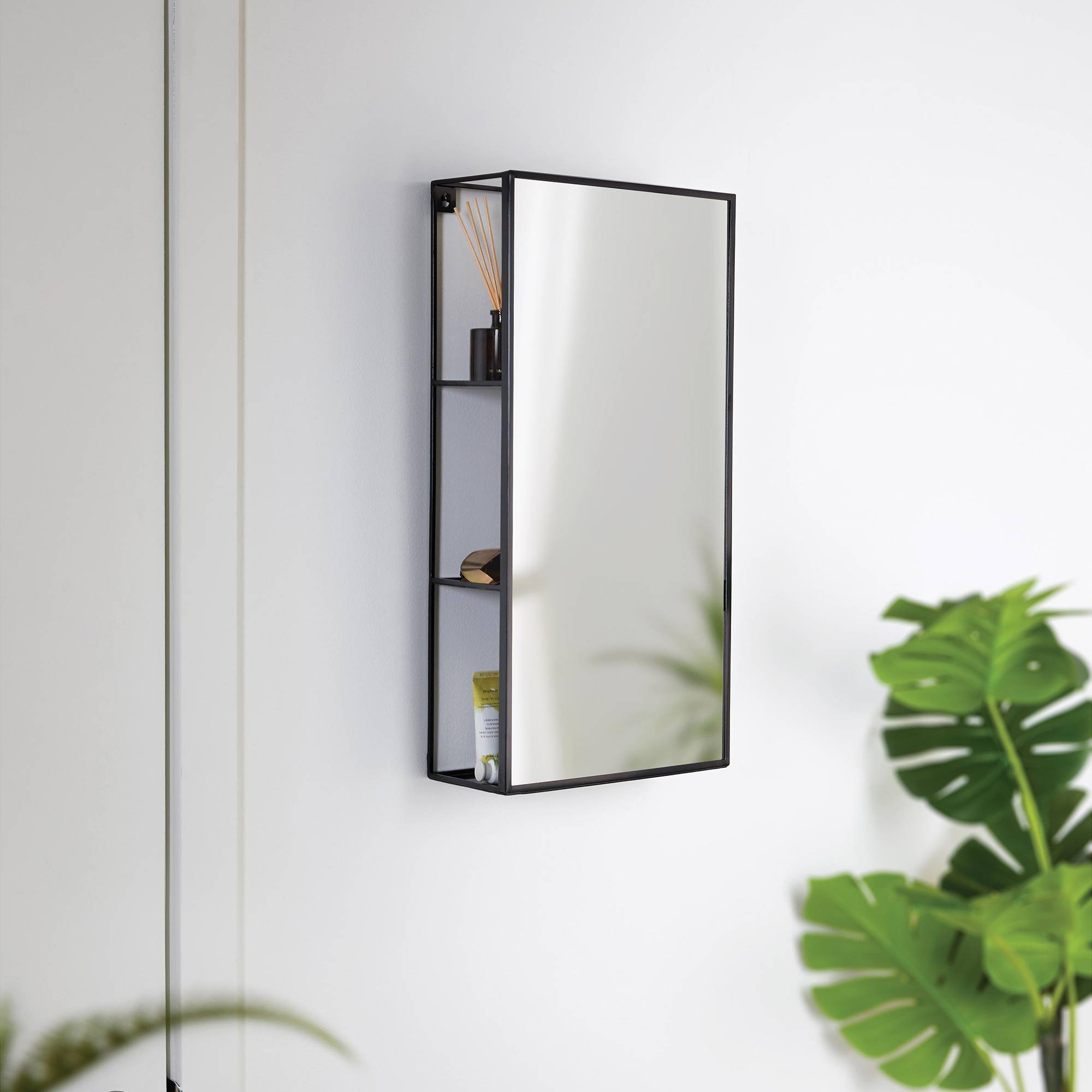 Umbra Cubiko Rectangular Mirror 30x62cm Black Image 2
