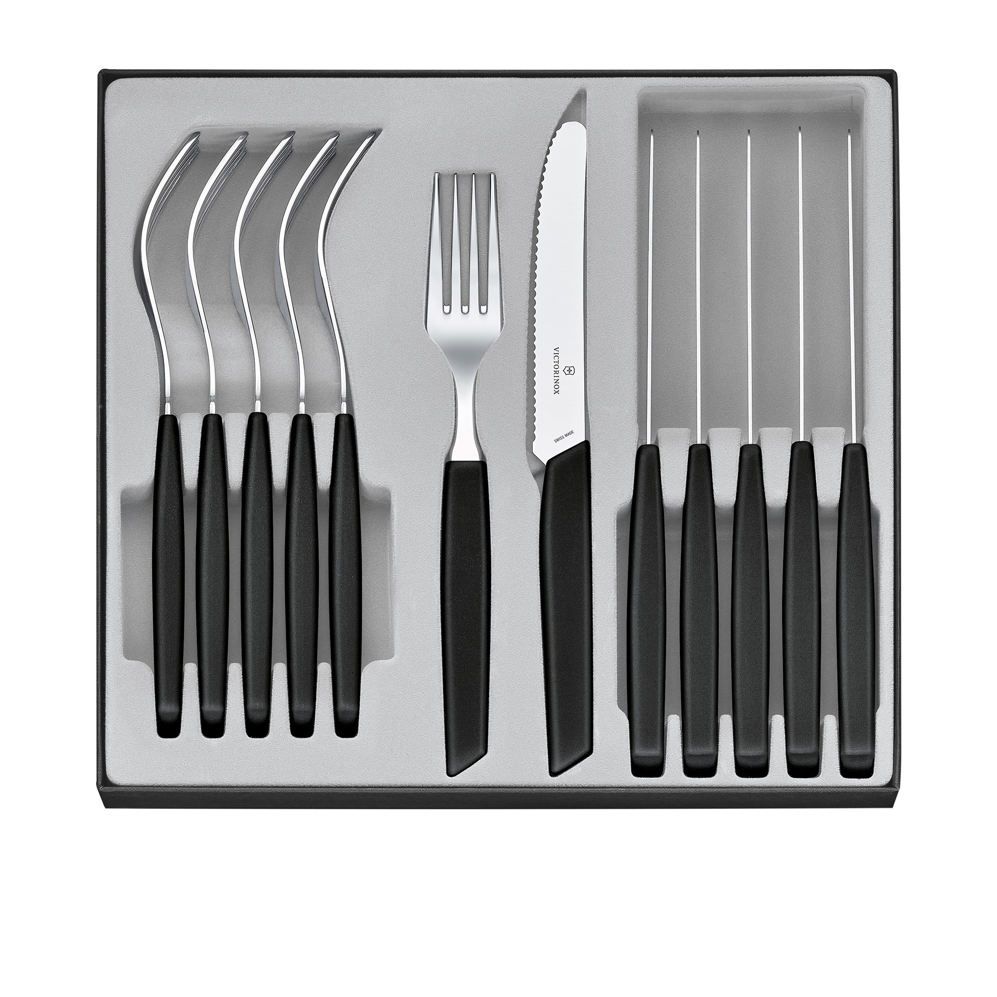 Victorinox Swiss Modern Steak Knife and Fork Set 12pc Black Image 1
